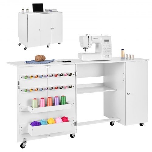 HOT/ Folding Sewing Table,Multipurpose Sewing Machine Table with Cabinet,Compac