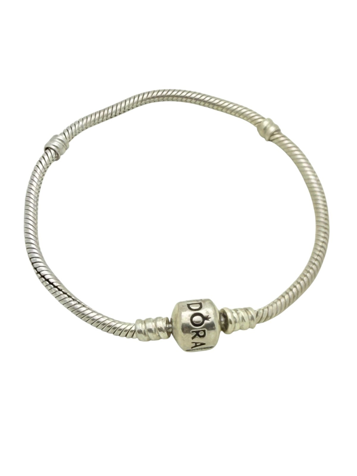 Pandora Sterling Silver Moments Snake Chain Barrel Clasp Bracelet 7.1"