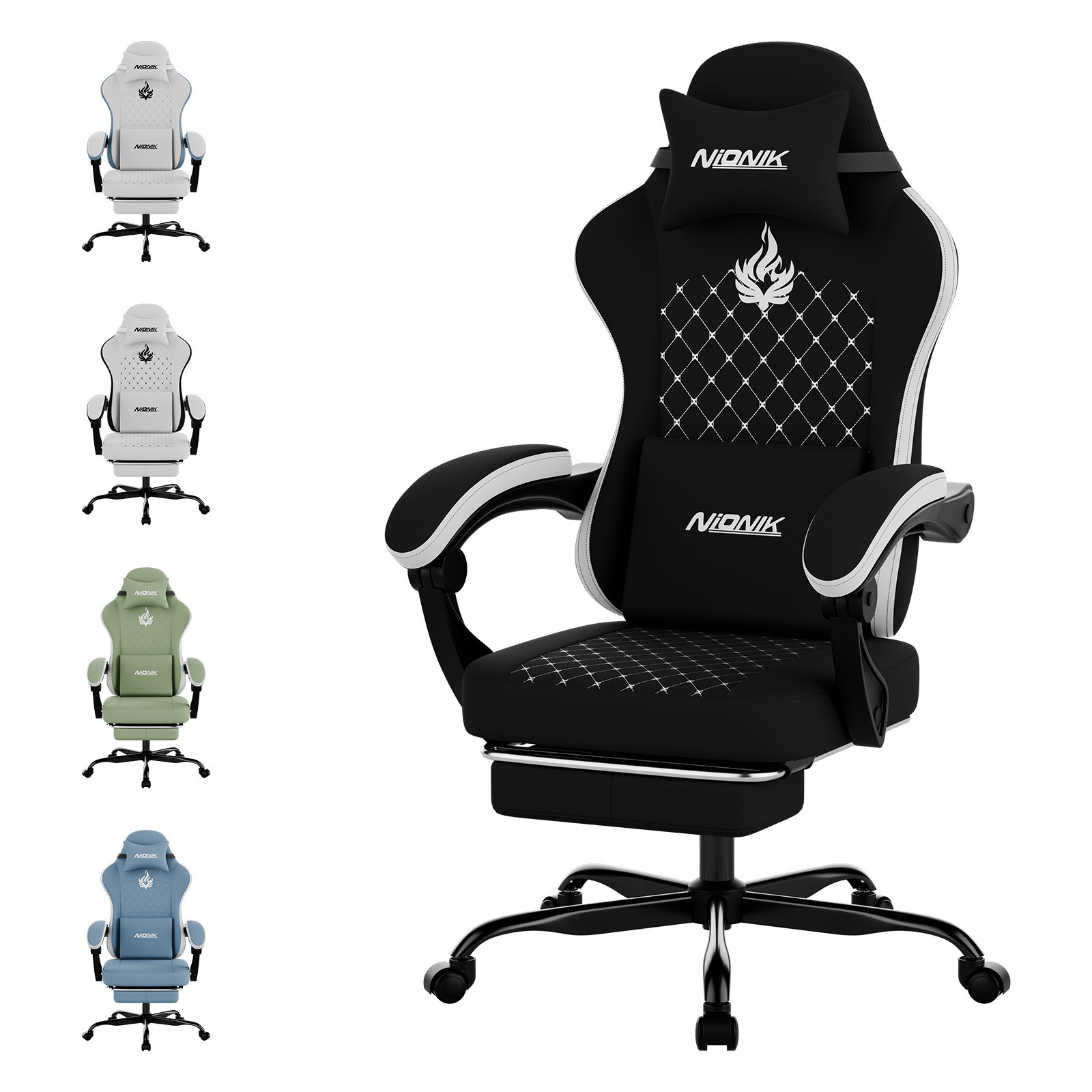 Gaming Chair with Massage Ergonomic PC Gaming Chair Computer Chair with Footrest