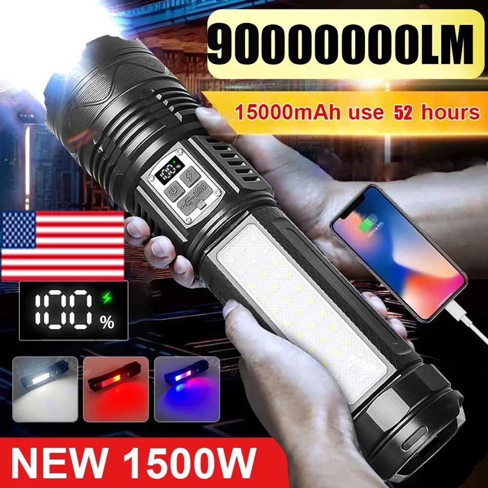 9000000LM High Power Rechargeable Led Flashlight Lighting Tactical Torch Lantern
