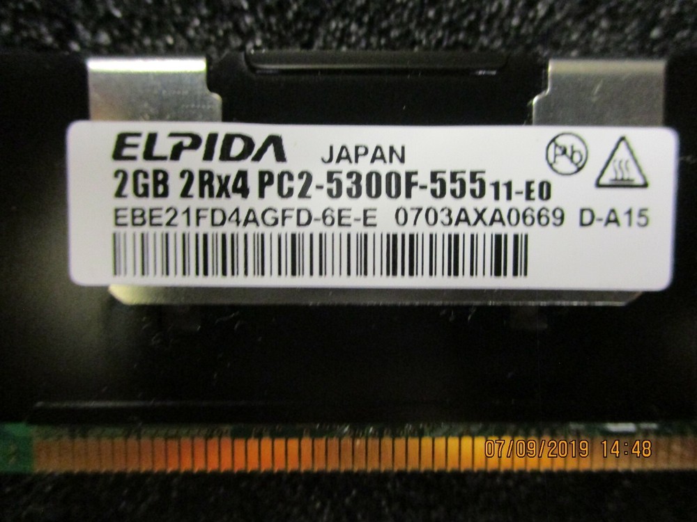 ELPIDA - EBE21FD4AGFD-6E-E -2GB 2RX4 PC2-5300F FULLY BUFFERED ECC DDR2 Memory