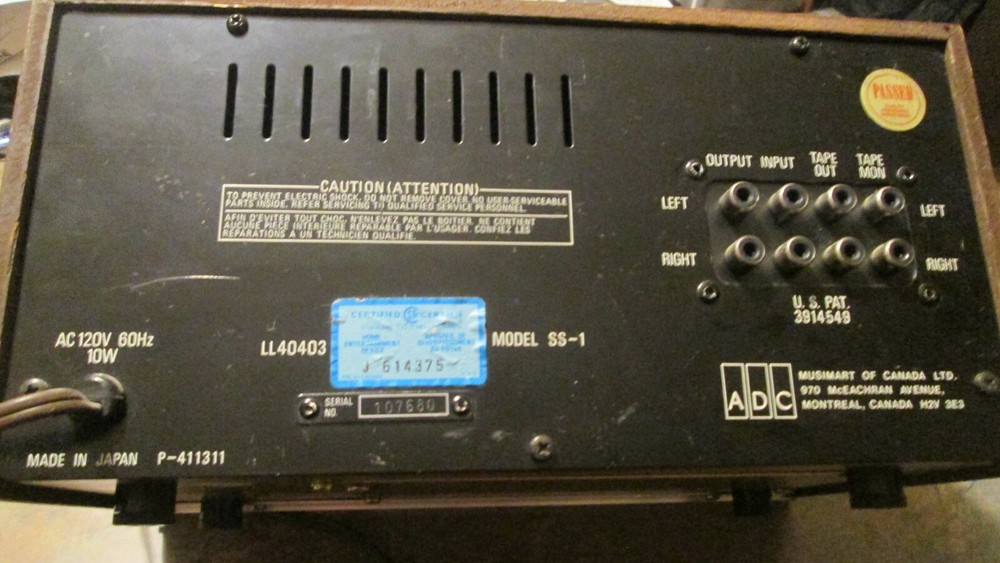 ADC STEREO FREQUENCY EQUALIZER Model: SS-1