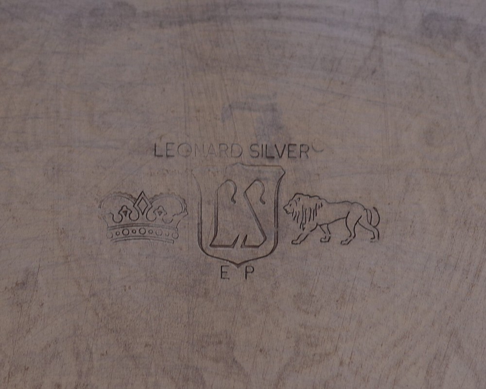 VINTAGE Silverplate Serving Tray LEONARD 1970's NICE KITCHEN DECOR