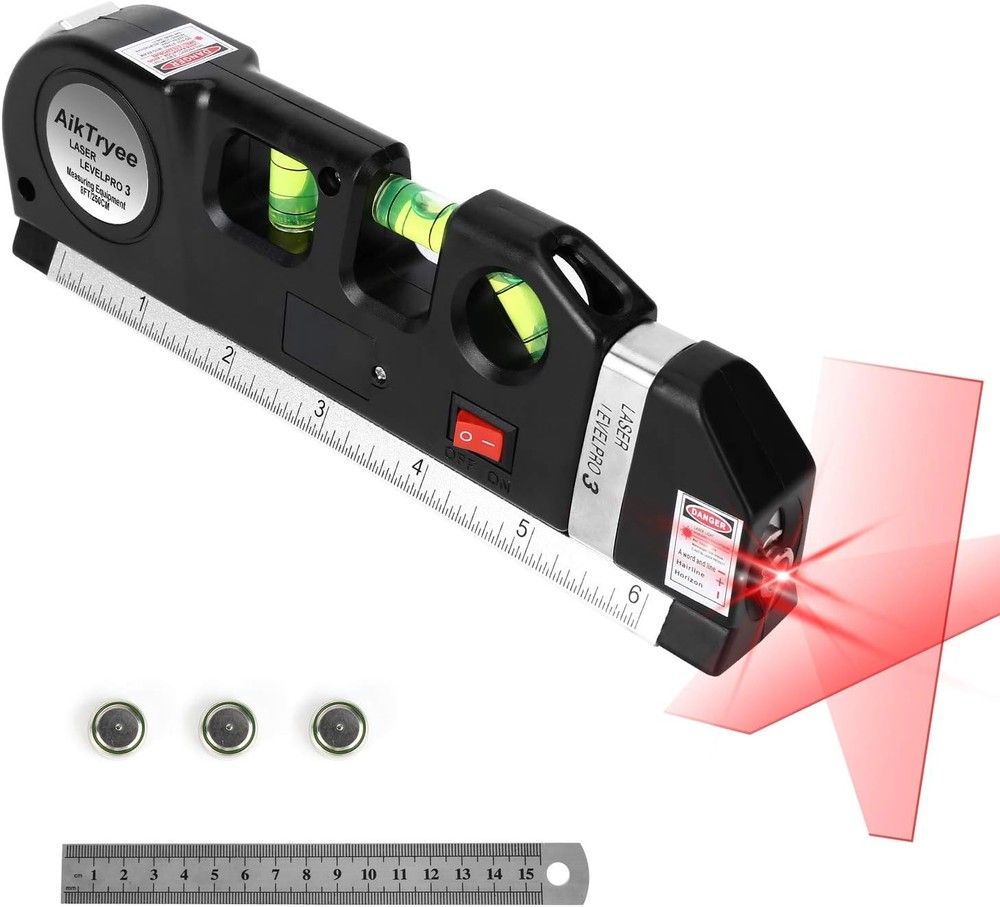 Laser Level Line Tool, Multipurpose Kit Standard Cross Black