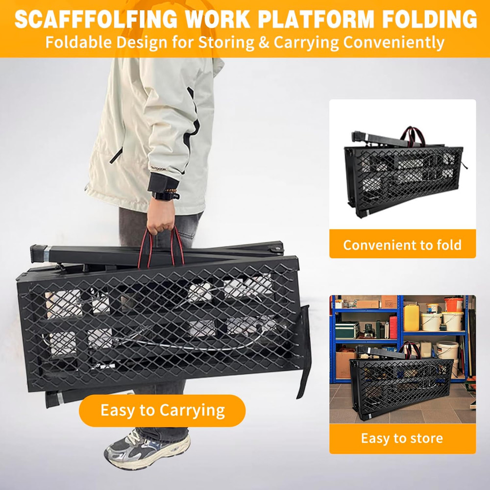 Scaffolding Work Platform, 29.9" to 47.2" Height Adjustable Work Platform, Folda