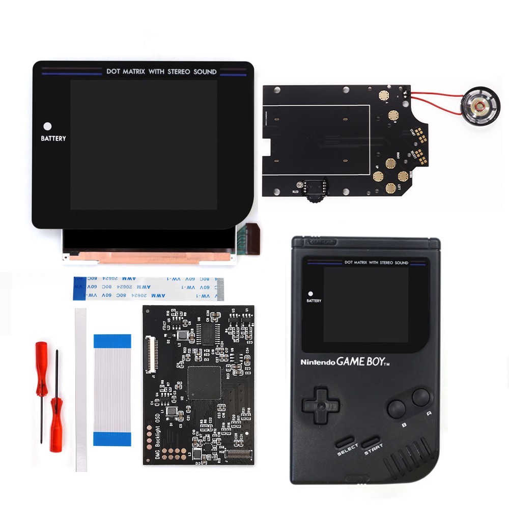 Gameboy DMG GB Laminated Screen IPS Q5 LCD Backlight Kits w/Ready Pre-cut Shell