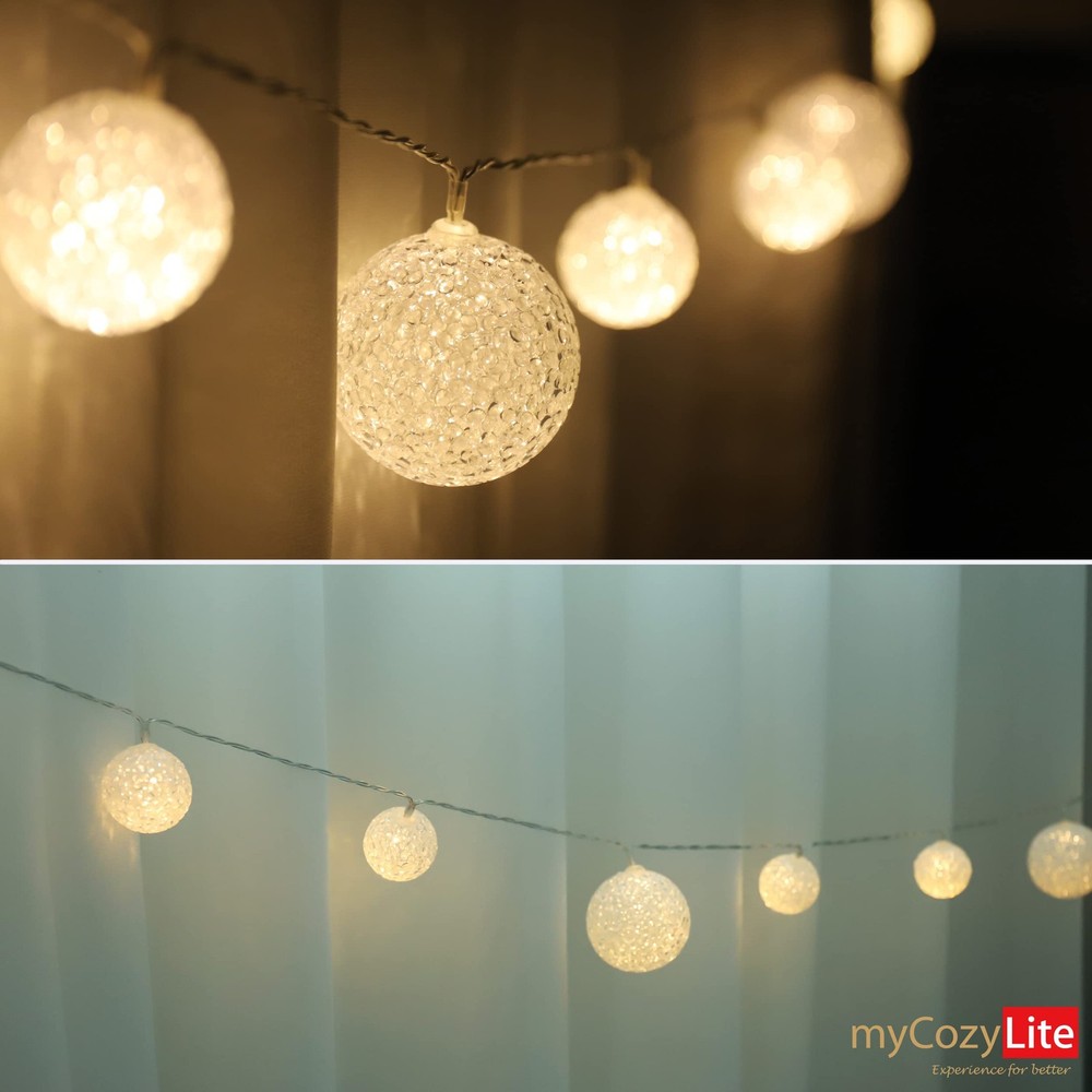 Best LED Globe String Lights Plug in Blinking 20 Warm White Balls with Timer for