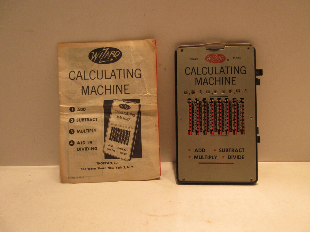 Vintage Wizard Calculations Machine w/ Instructions Add Subtract Multiply Divide