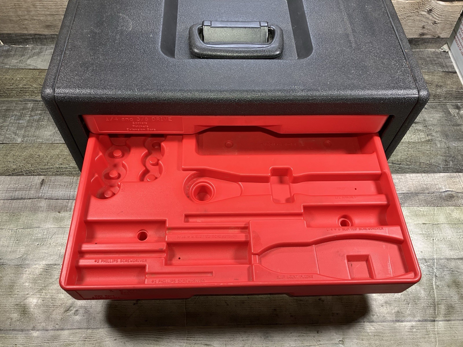 Craftsman 2 Drawer Plastic Tool Storage Box 1/4-3/8-1/2 Socket Drawers, No Tools
