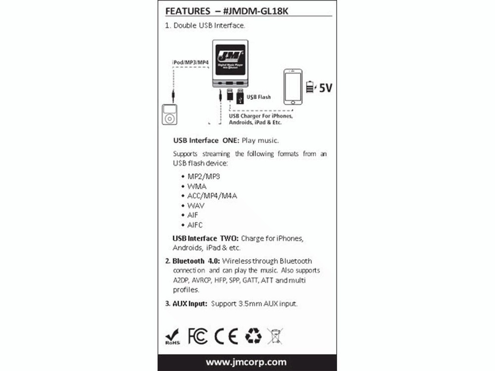Bluetooth USB Aux Music Player GL1800 2001-2010 CD Input Replacement Kit
