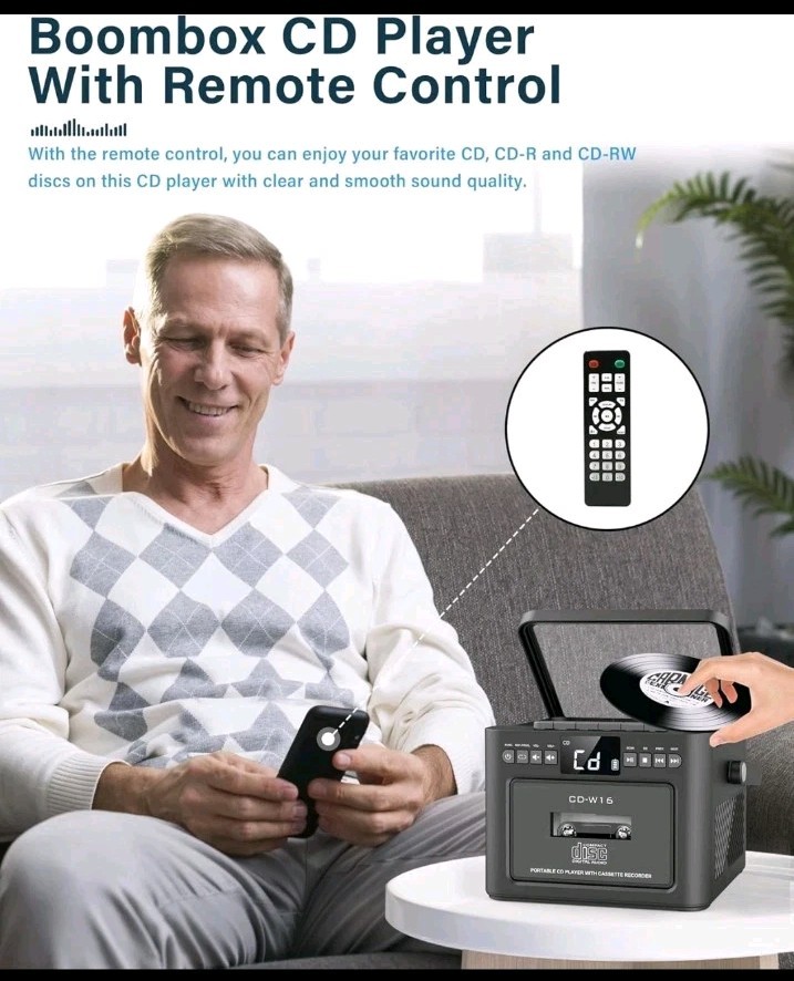 Portable Compact Disc Player & Cassette Recorder Model CD-W16 Bluetooth