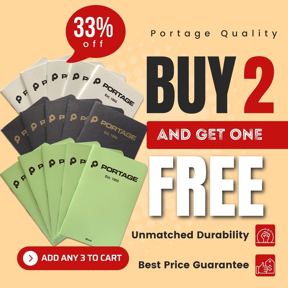 Portage Small Graph Notebook- Notepad for Field Notes, Green