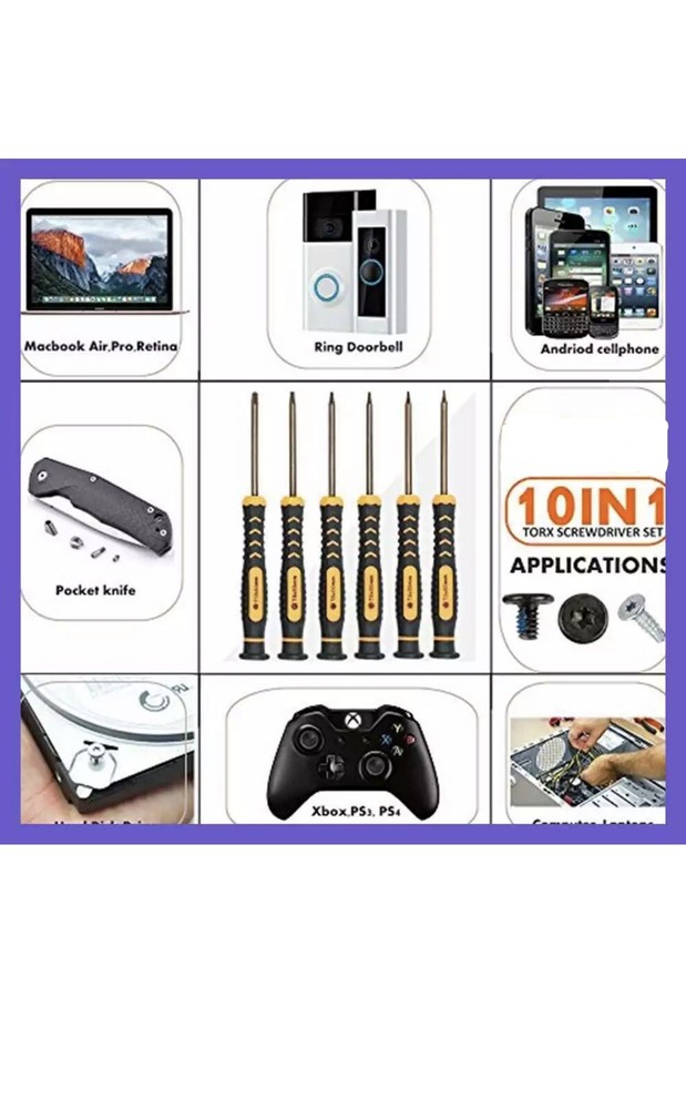 10 In 1 Torx Screwdriver Set Security Bit & ESD for Xbox PS4 Macbook Computer