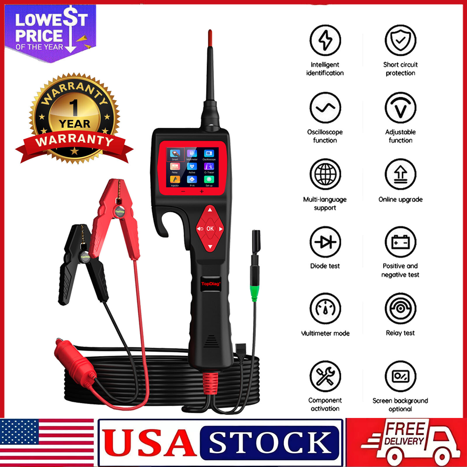 P200 Circuit Tester Power Circuit Probe Kit Injector Tester Car Diagnostic Tool