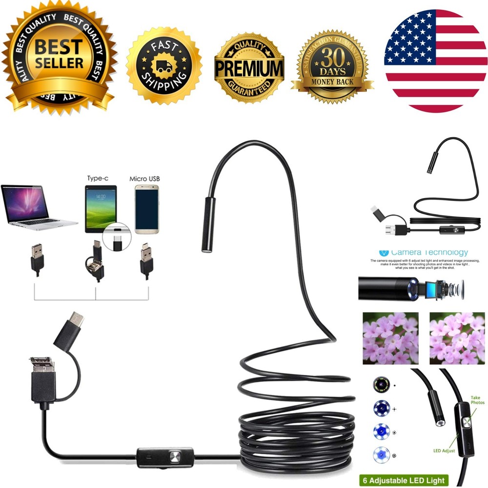 3 in 1 Endoscope Inspection Camera Borescope HD Camera Waterproof Snake Pipe ...