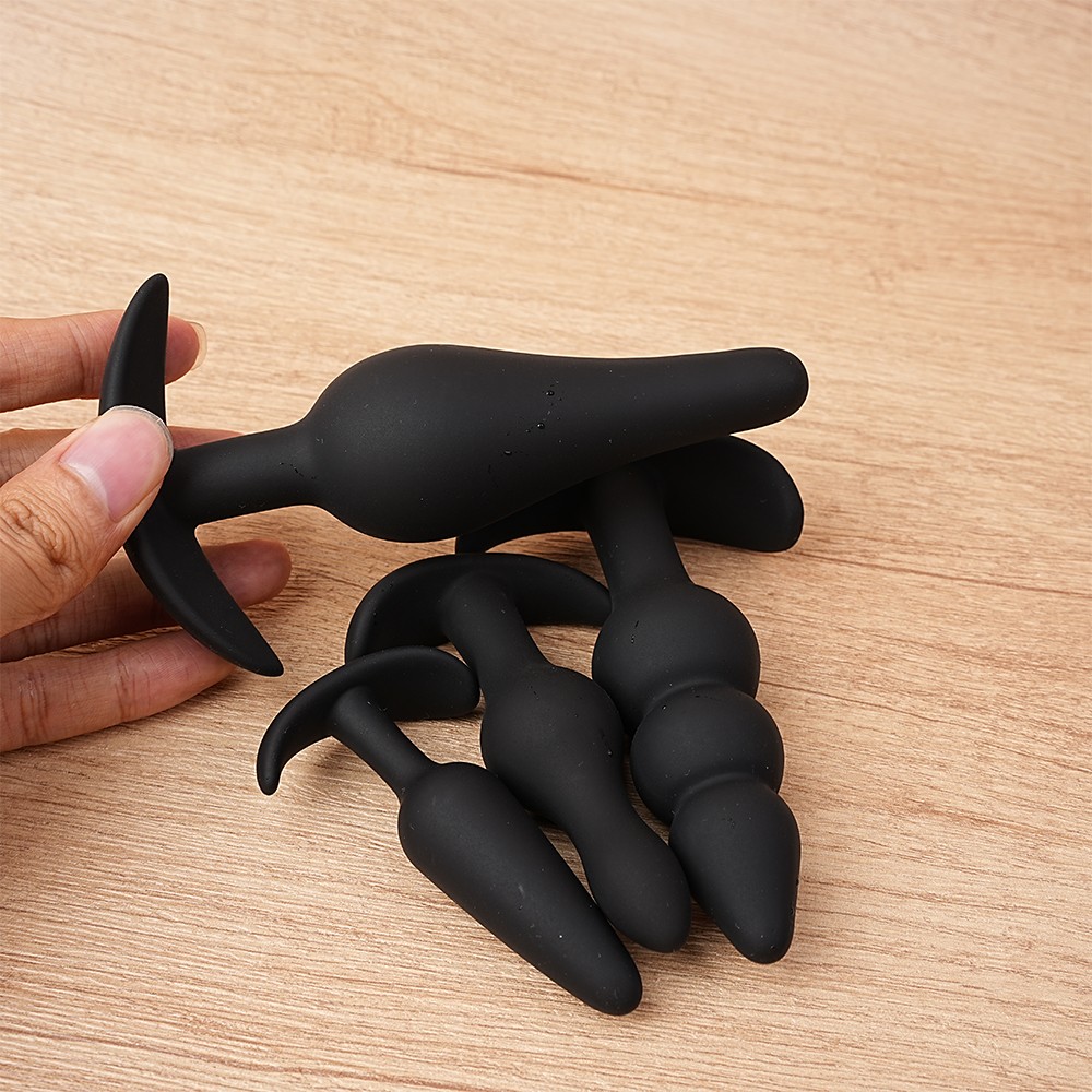 4PCS Silicone Anal Butt Plug Training Starter Kits Beginner Dildo Trainer Set US