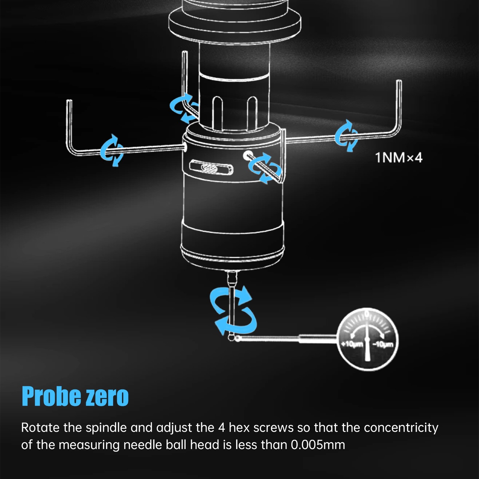 「US」 3D Wireless Edge Finder Touch Probe to Find Center Coordinate 0.001mm IP67