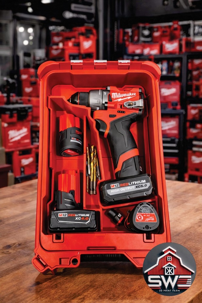 Milwaukee Packout Insert Compatible with M12 Gen 3 Drill, Batteries, and Access
