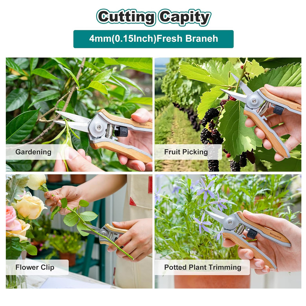 Berry&Bird 2PCS Pruning Shears Mini Straight Blades Pruning Scissors Snips