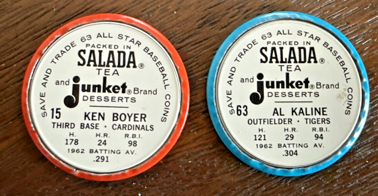 1962/1963 Salada Tea Junkett Baseball Coins Lot 32 Kaline Aaron Robinson Wilhelm