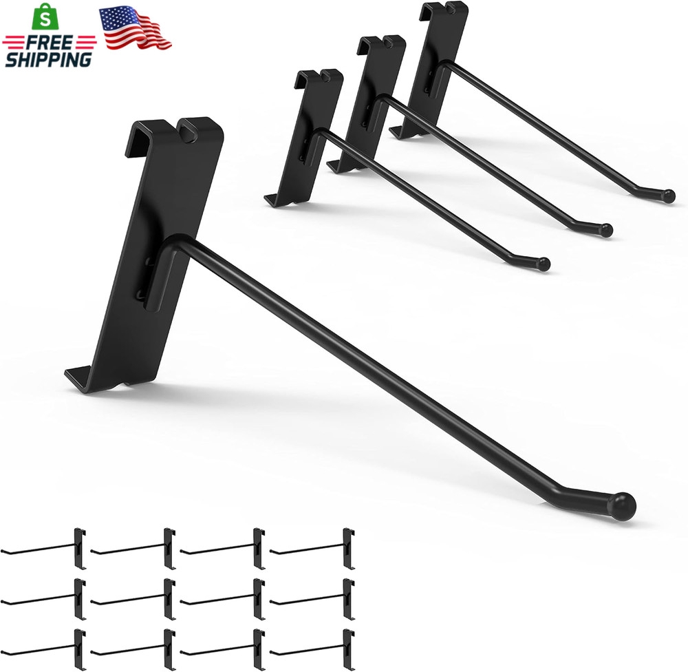 HUHOLE 32 Pack 6 Inch Gridwall Hooks for 3"X3" Wire Grid Panel – Black Heavy Dut