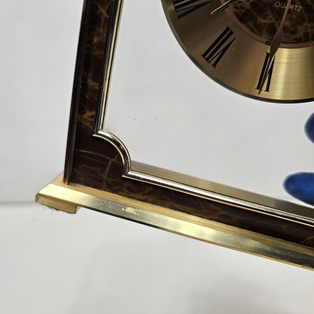 Hechinger Quartz (W. Germany) mantel clock 6" brass, floating effect. Working!