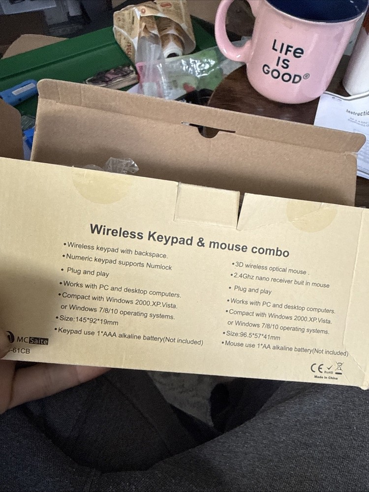 Wireless Numeric Keypad & Mouse Combo – McSaite MC-61CB – 2-in-1 USB – 10m Range