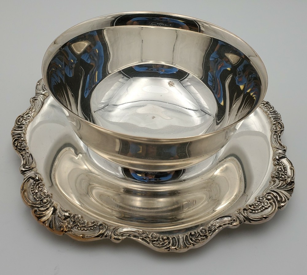 Baroque Silver plated Sauce Bowl with Underplate by Wallace
