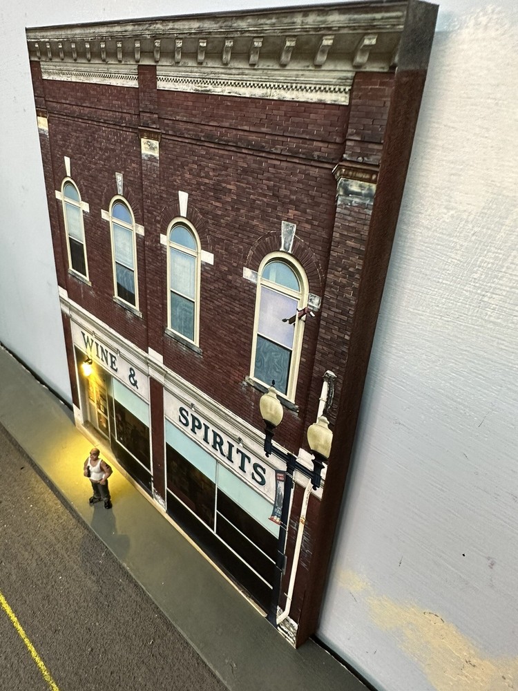 HO Scale LIQOUR STORE - Building Flat/ front w/LED - scratch built 1:87