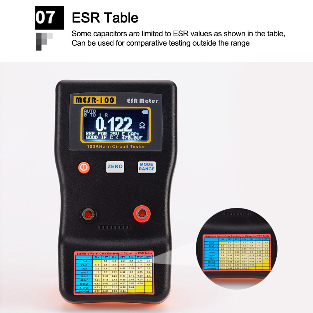 MESR-100 ESR Capacitance Ohm Meter Capacitance Internal Resistance Circuit Test
