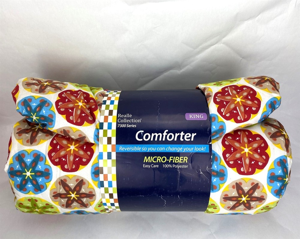 Floral King Comforter Set + 2 Throw Pillows Multicolor & Orange