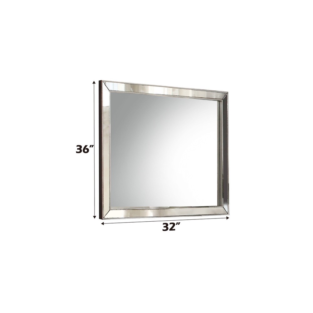 28x32 Inch Frameless Wall Mirror, Modern Wood Composite Frame Mirror