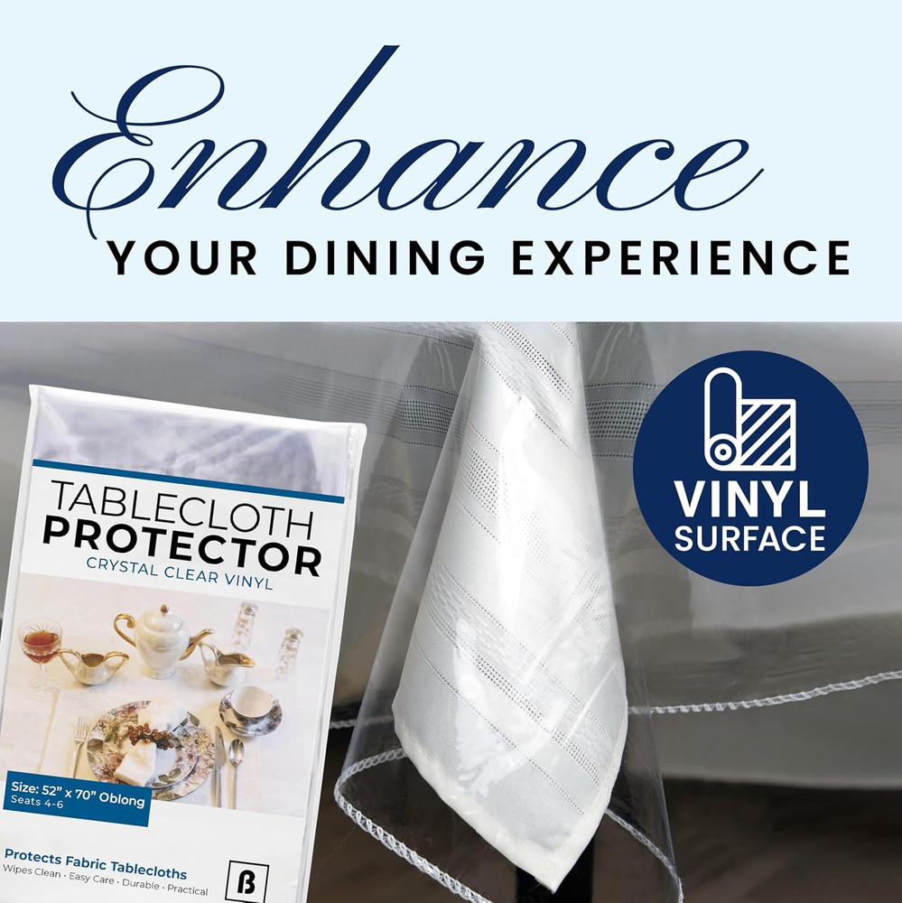 Tablecloth Protector Crystal Clear Vinyl (52"X70" Oblong) | Thi