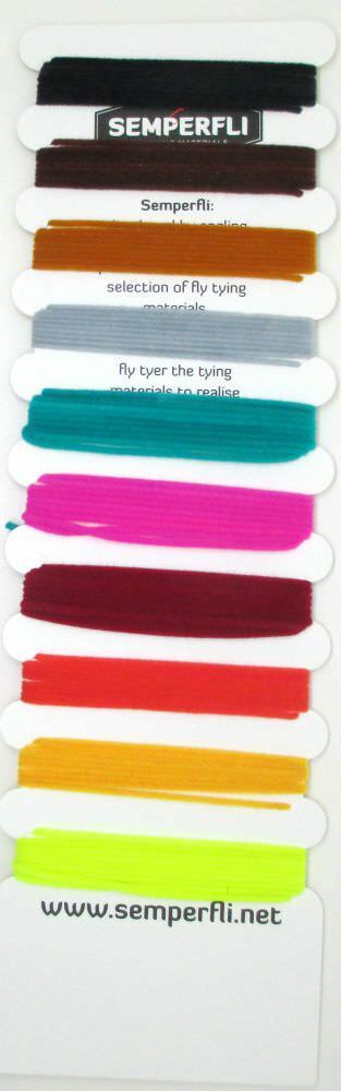 Fly tying SUEDE CHENILLE MIXED CARD SEMPERFLI,, multicard