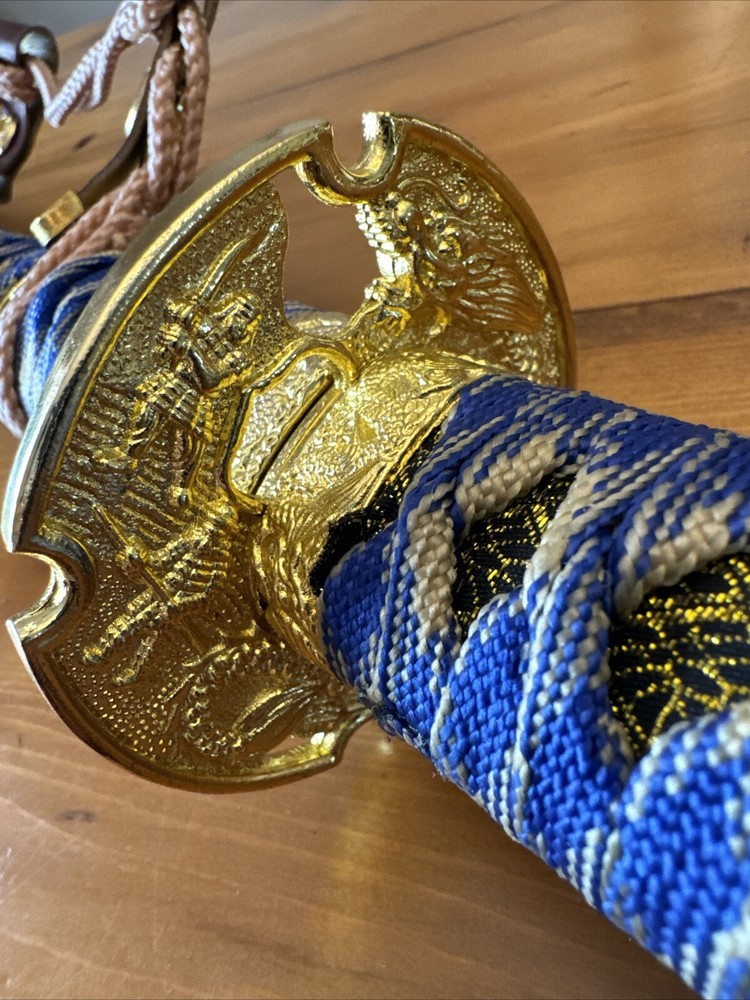 SAMURAI SWORD BLUE W/ CURVED HANDLE 43"