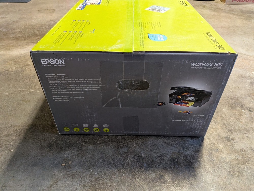 Epson WorkForce 500 Color Print Fax Document Scanner (NIB Distressed Packaging)