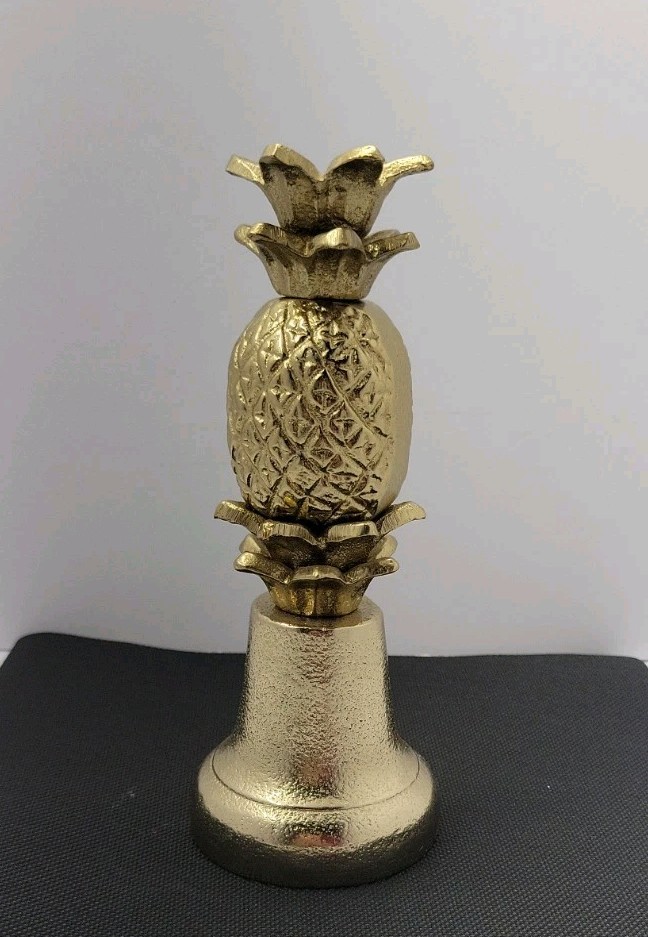 Vintage Solid Brass Pineapple Dinner Bell 7” Coastal Tropical Decor Heavy
