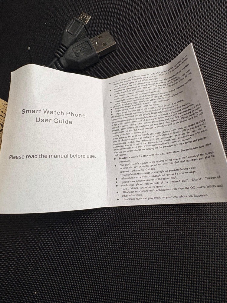 Smart Watch Phone Bluetooth Touchscreen w/ Charger & Box Tested Working