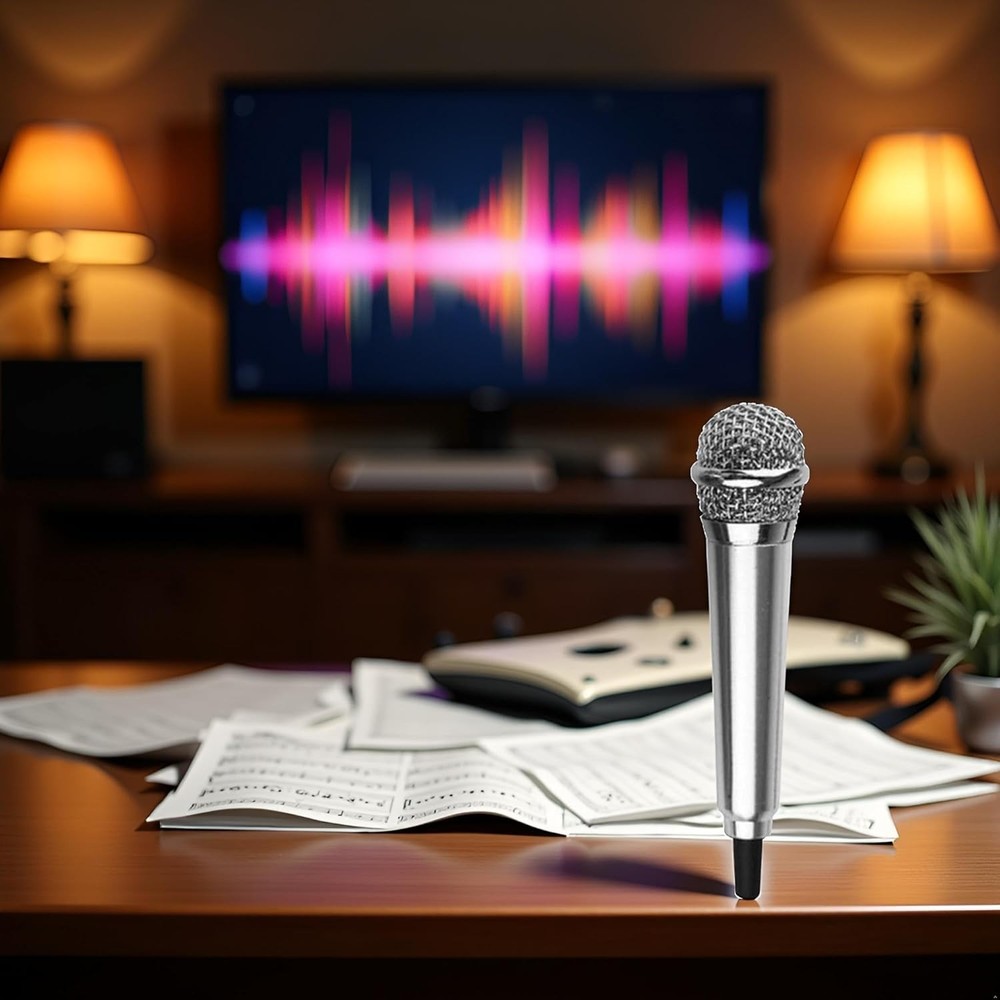 Silver Mini Karaoke Mic - Lightweight Handheld Microphone for Easy Singing