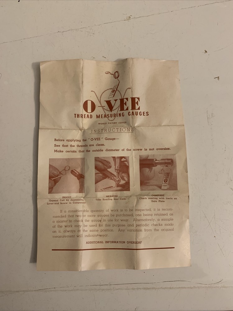 Scherr-Tumico O-Vee Thread Gauges