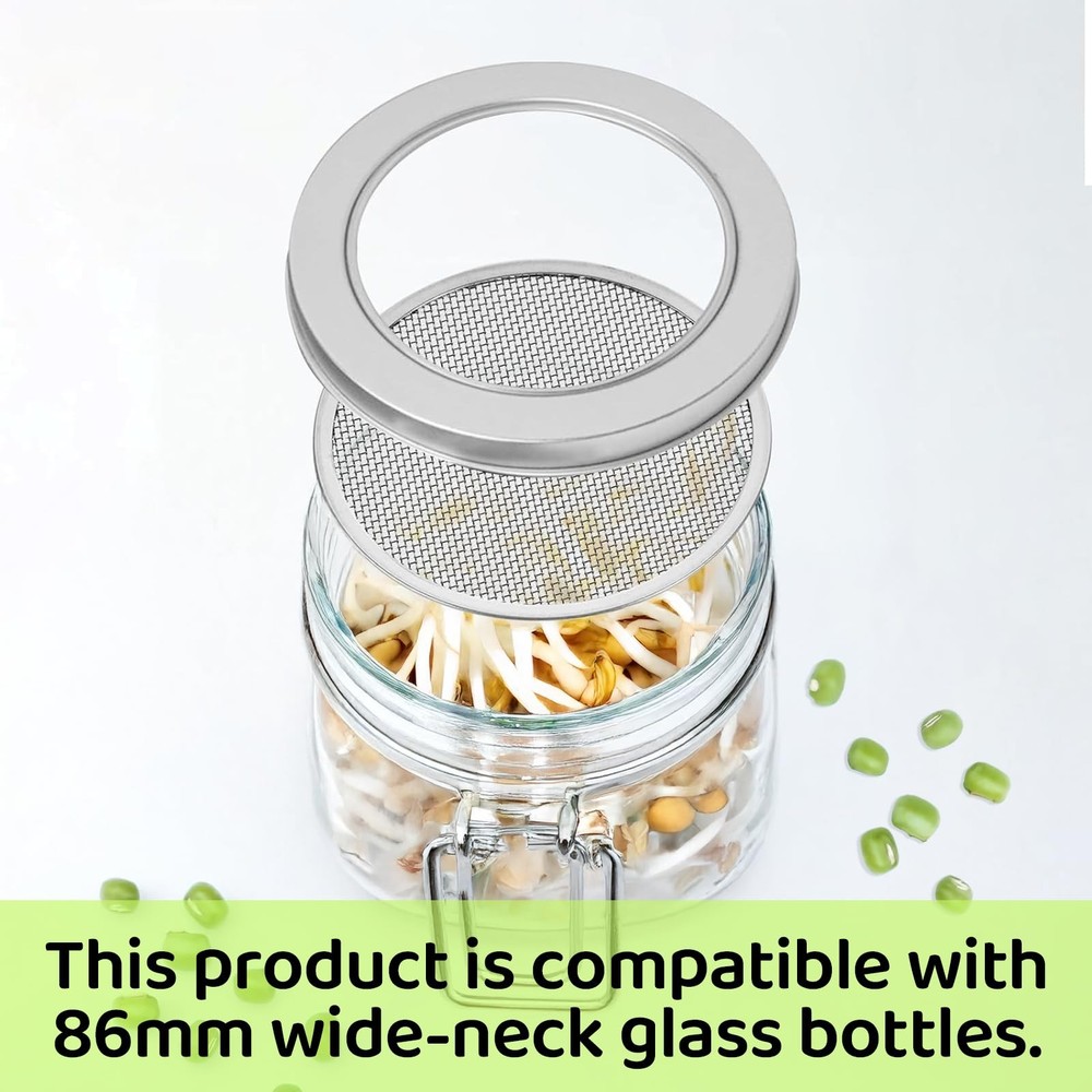 6 Pack Seed Sprouting Jar Lids 304 Stainless Steel Screen Filter Strainer Li...