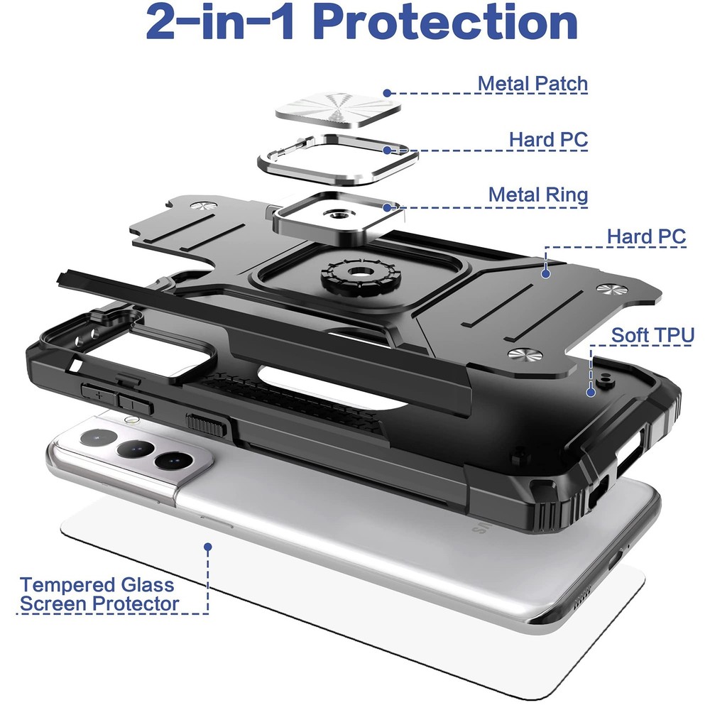for Galaxy S21 5G Case with Screen Protector,Shockproof Drop Test Slim Fit Co...