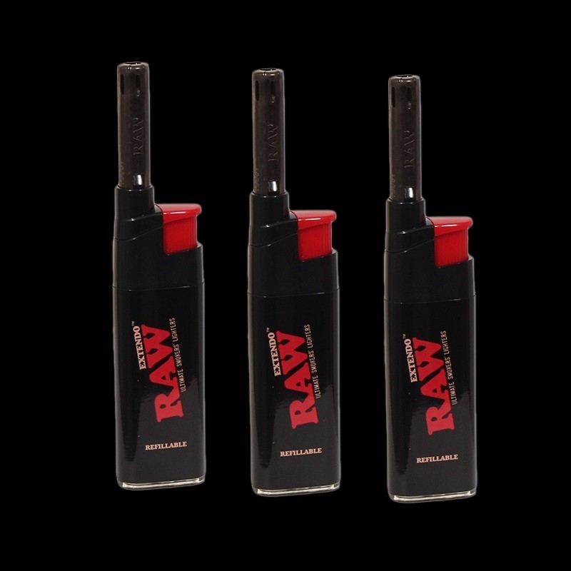 3 RAW Rolling Papers EXTENDO Lighters – Refillable Adjustable Flame Lighters