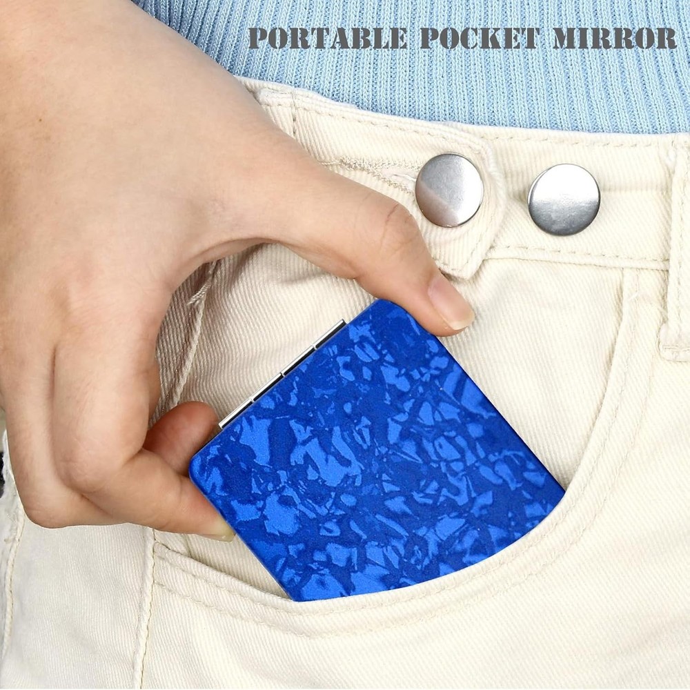 Portable Rectangular Makeup Mirror with Magnifying Side - Perfect for Travel