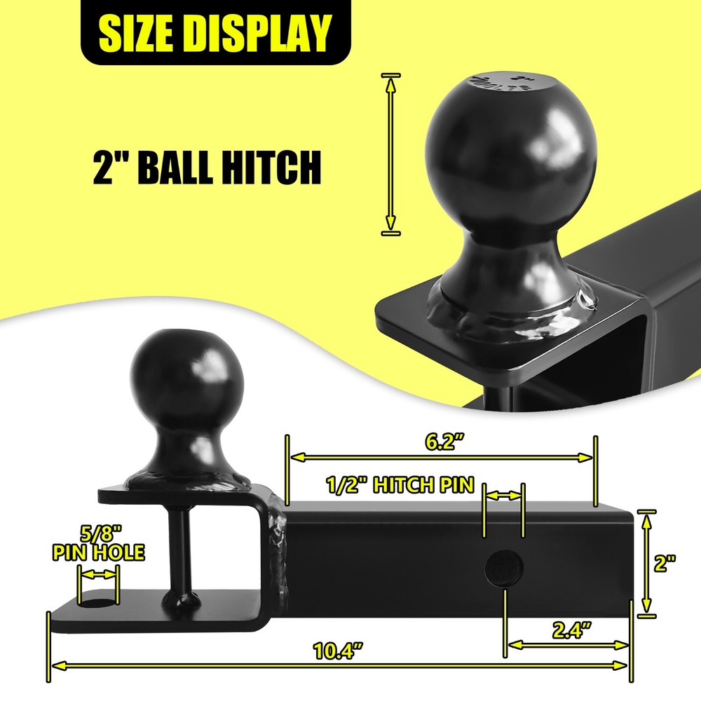 2" Shank 3 in 1 ATV UTV Multi Hitch Mount with 2 inch Ball Winch Strap Loop