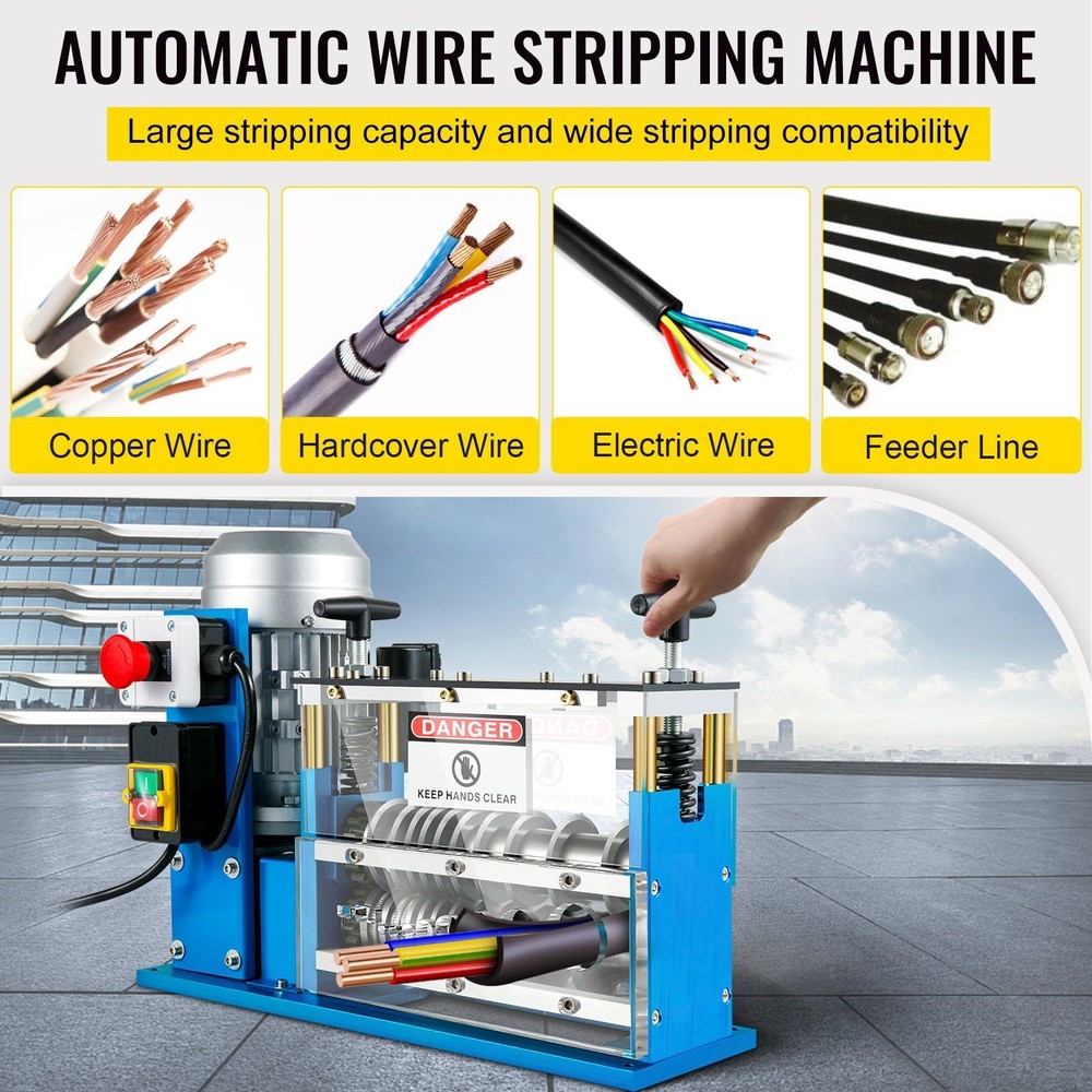 Cable Wire Stripping Machine 0.06 -1.5 in,Portable Powered Wire Stripper Machine
