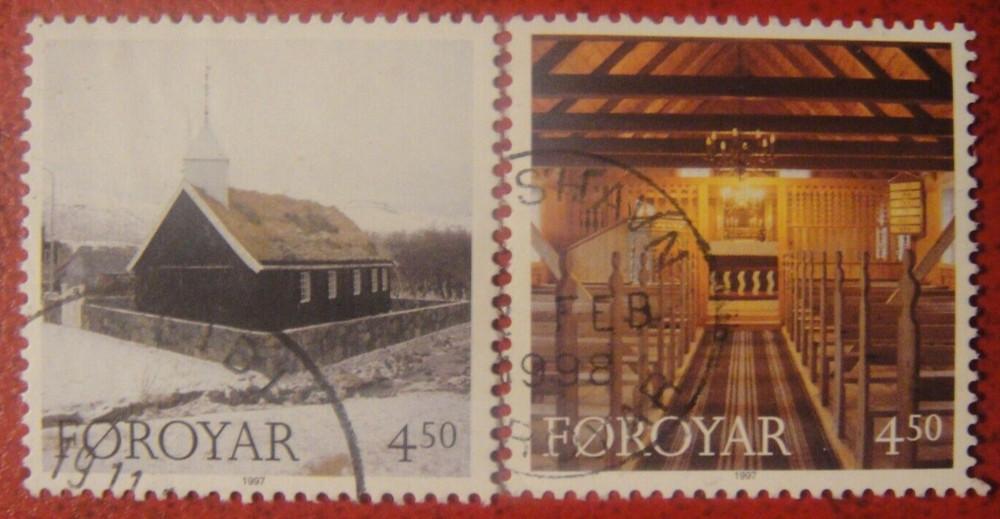 Faroe Islands 1997. Hvalvik Church. Used.