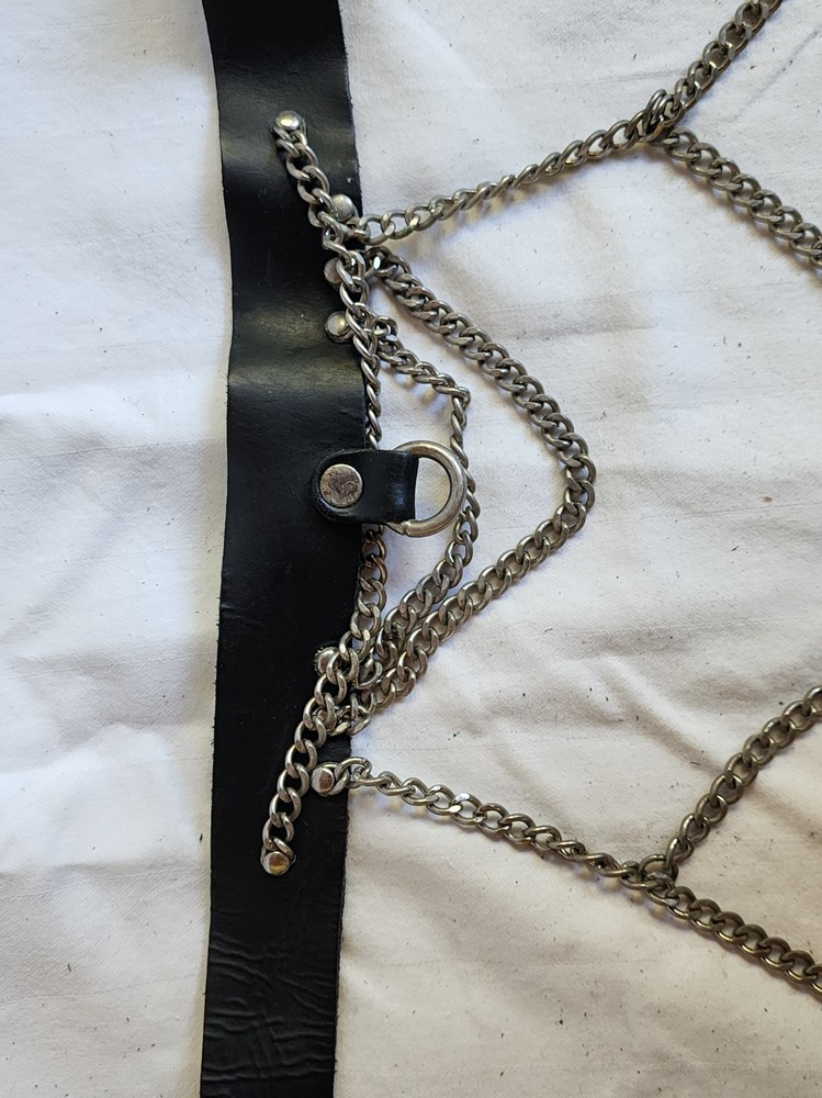Metal Chain Harness with Adjustable Leather Collar Good Condition