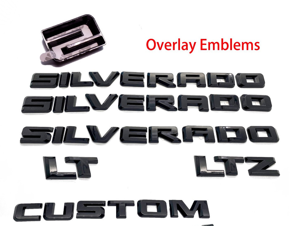 Gloss Black Overlay Emblem Fit 2019-2026 Chevrolet Silverado 1500 LT