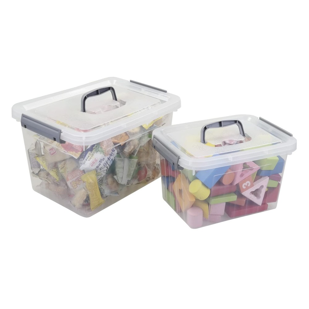 12 Quart & 6 Quart Latch Storage Box Bin with Handle, 2 Packs, Clear